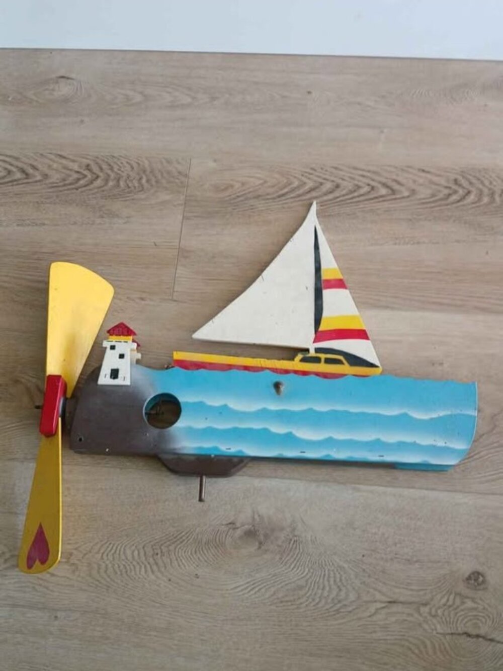 Wooden Sailboat Lighthouse Weather Vane whirlygig windmill Decor sailboat yard